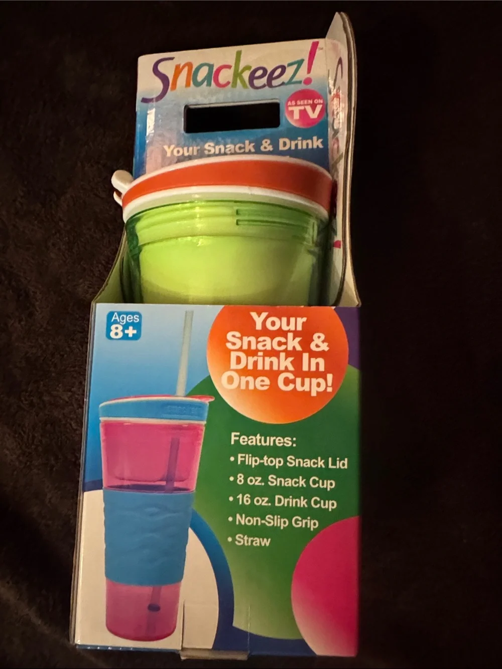 2-in-1 Snack & Drink Cup — Orange and Green